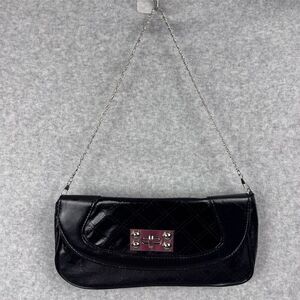 Bijoux Terner Black Quilted Shoulder Bag with removable Silver Chain Strap